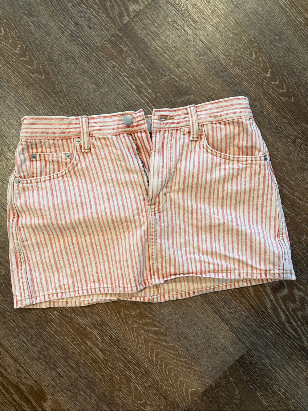 Target Red & White Striped Mini Denim Skirt